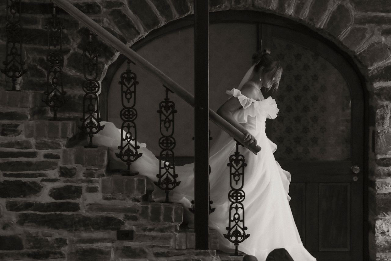 Lily on the stone staircase