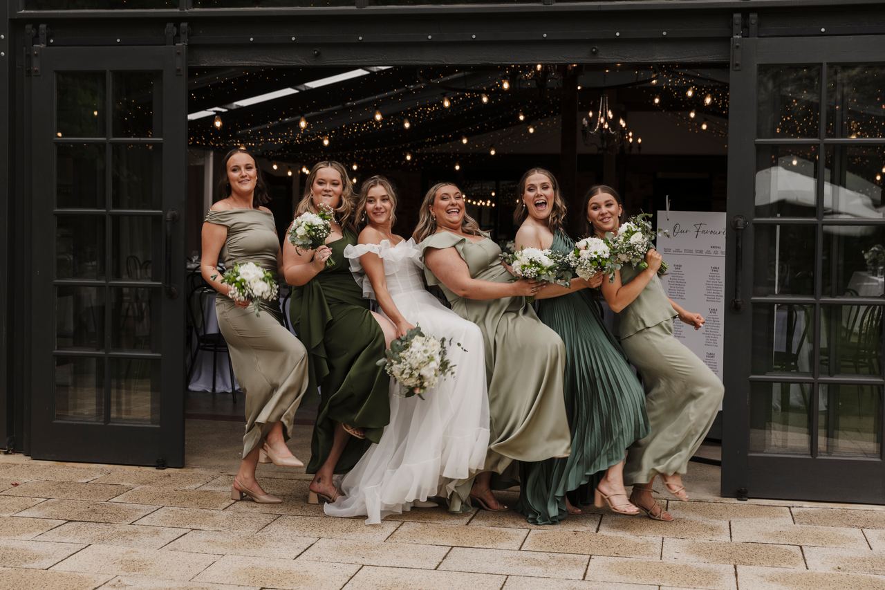 Lily dancing with the bridesmaids
