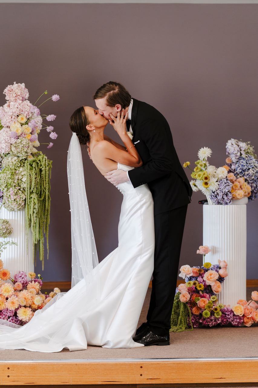 Matthew and Alex's first kiss at the altar