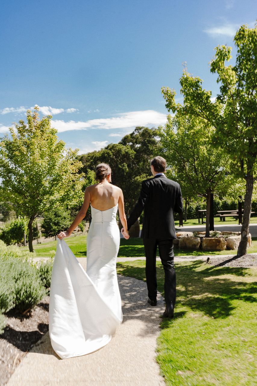Alex and Matthew walking through the gardens