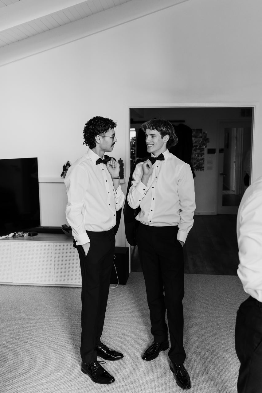 Caleb with the best man before the ceremony