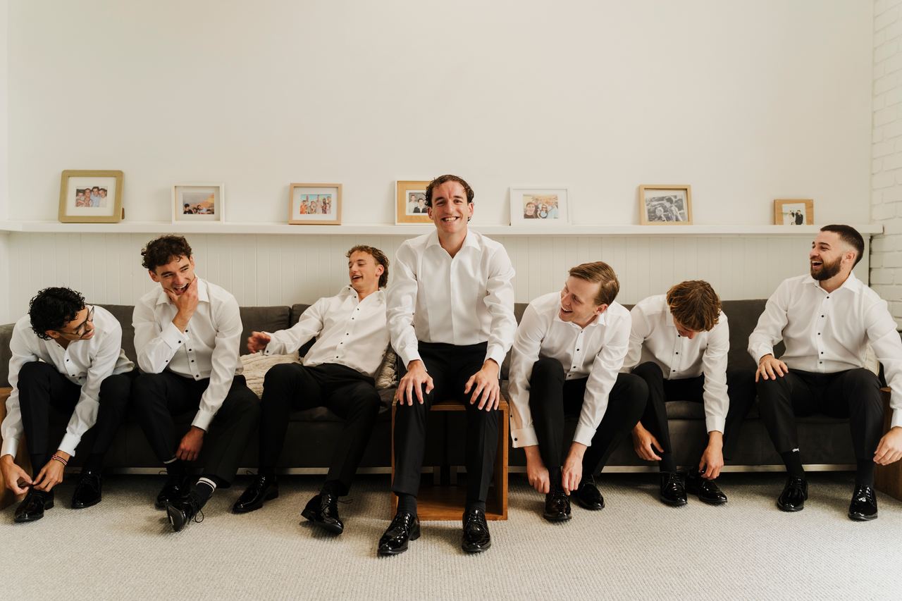 Caleb and the groomsmen getting ready